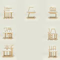 Various Designed Single Chairs With Wooden Frames And White Seats In Minimalist Style