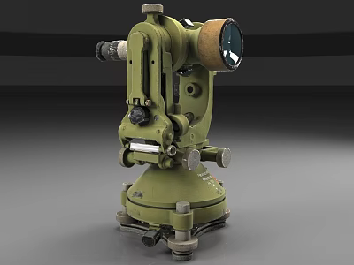 Professional Green Industrial Surveying Instrument With Metal Base And Telescope Component 3d model