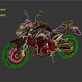 Sporty Black and Green Motorcycle with Sleek Body Design and Stylish Wheels