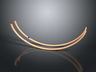 Curved Wooden Arcs With Red Blue Markers On Gray Background With Reflection 3d model