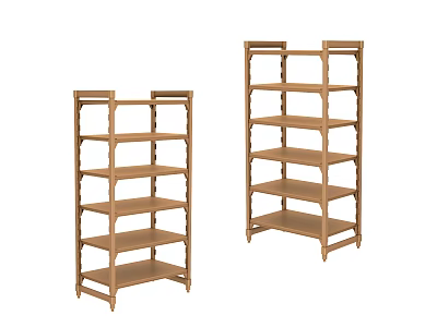 Two Wooden Bookshelves With Multiple Shelves For Home Storage And 3d model