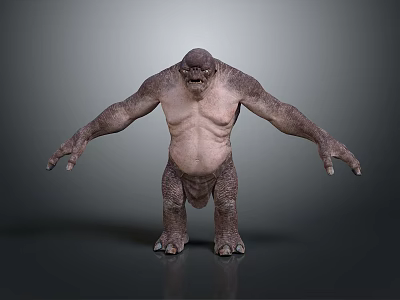 Giant Muscular Game Movie Character With Rough Skin And Fierce Expression Standing Pose 3d model