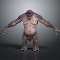 Giant Muscular Game Movie Character With Rough Skin And Fierce Expression Standing Pose