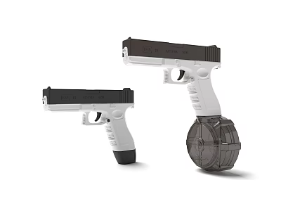 Electric Toy Gun Automatic Play Set With Drum Magazine And Black White Design For Kids 3d model