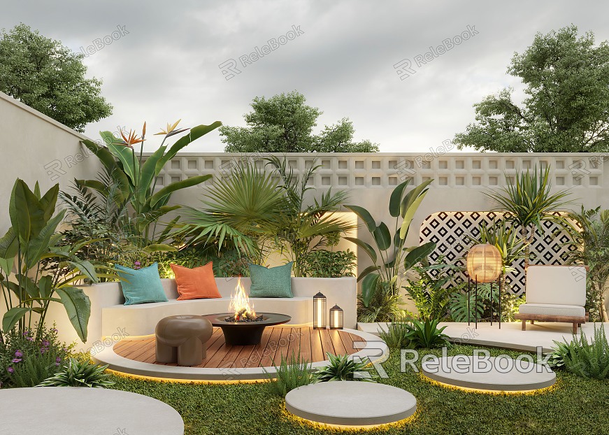 Courtyard landscape landscape plant home courtyard villa courtyard outdoor sofa cream wind courtyard model