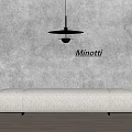Minotti White Sofa Bench In Modern Interior With Gray Wall And Pendant Light 3d model