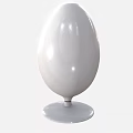 Modern Egg Shaped Single Chair with White Outer Shell and Crimson Red Cushion Round Base Design