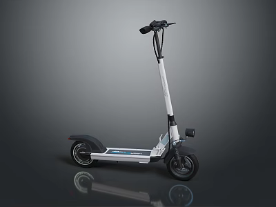 Modern Sleek Electric Scooter With White Frame Black Handlebars And Wheels 3d model