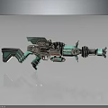 3D Rendered Turquoise Futuristic Gun With Mechanical Barrel And Decorative Stock Design