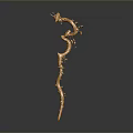 Golden Dragon Sculpture In Twisted Shape With Vertical Placement And Dark Background