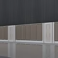 Modern Feature Wall Design With Slatted Panels And Reflective Floor Surface 3d model