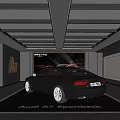 Modern Audi A7 Sportback Showroom With Illuminated Display Area And Black Vehicle