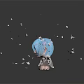 Blue Haired Character With White Outfit Surrounded By Butterflies And Cherry Blossom Petals