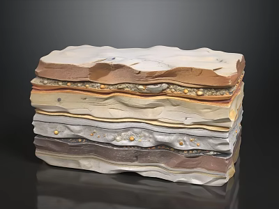 Elegant Sofa Coffee Table Set With Layered Stone Texture And Golden Accents For Living Room 3d model