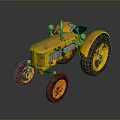 Vintage Yellow Classic Tractor With Large Wheels And Retro Rustic Design