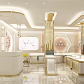 Luxurious Modern Jewelry Store Interior Design With Gold Display Cases And Lighting