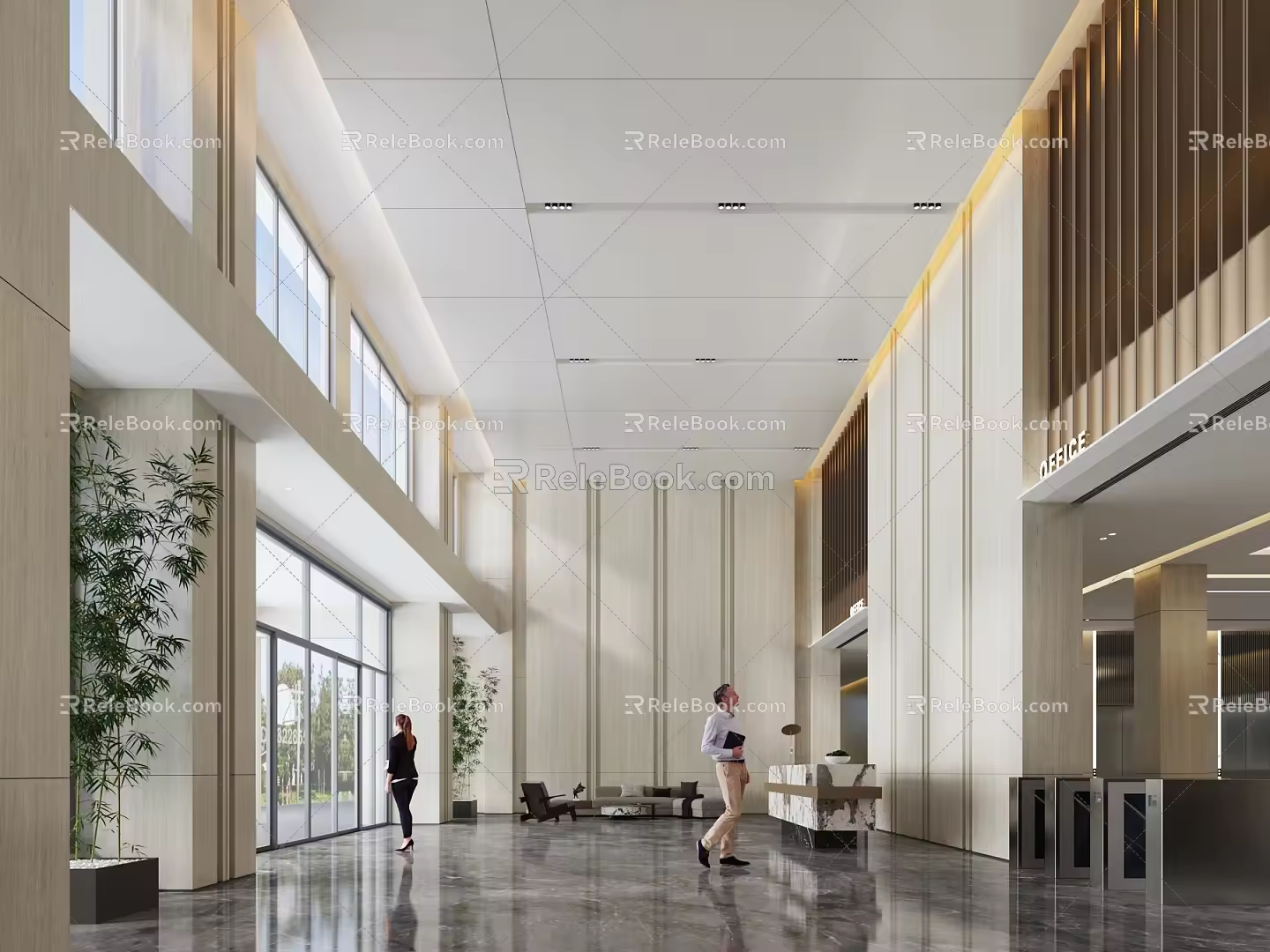 Office building lobby 3d model