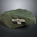 Natural Green Wood Stone Raw Block Featuring 3 Cm Measurement Label