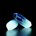 Game Movie Character With Glowing Blue Cracked Crystal Props On Black Background