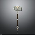 Decorative Battle Hammer With Wooden Handle Braided Accents Intricate Colorful Head And Traditional Craftsmanship