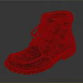 Red Leather Lace Up Boots With Orange Sole And Vintage Fashion Design