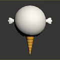3D White Game And Movie Character With Yellow Long Nose Black Eyes And Open Arms