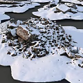 Snow Covered Building Components With Various Ruins And Small Structures 3d model