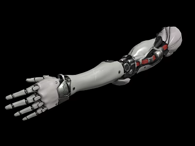 Game And Movie Character With Futuristic Mechanical Arm And Detailed Robotic Limb 3d model