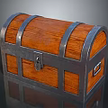 Wooden Storage Chest Furniture With Metal Straps Lock And Wooden Surface