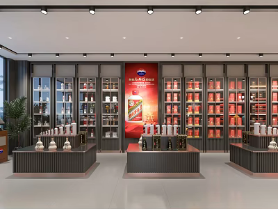 Tobacco And Alcohol Store Interior With Bright Lighting And Organized Product Shelves 3d model