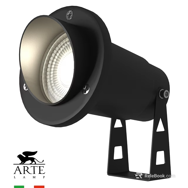 Durable Black Outdoor Spotlight With Sturdy Stand And Bright Illumination 3d model 