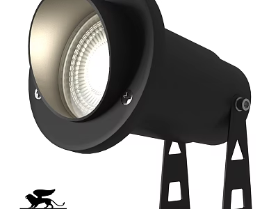 Durable Black Outdoor Spotlight With Sturdy Stand And Bright Illumination 3d model