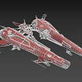 Red Futuristic Aircraft With Propellers And Mechanical Design Two Units