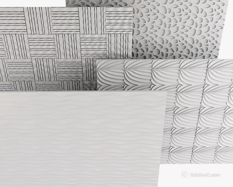 Textured Background Wall Design Ideas with Woven Circular Fan and Wave Patterns 3d model 