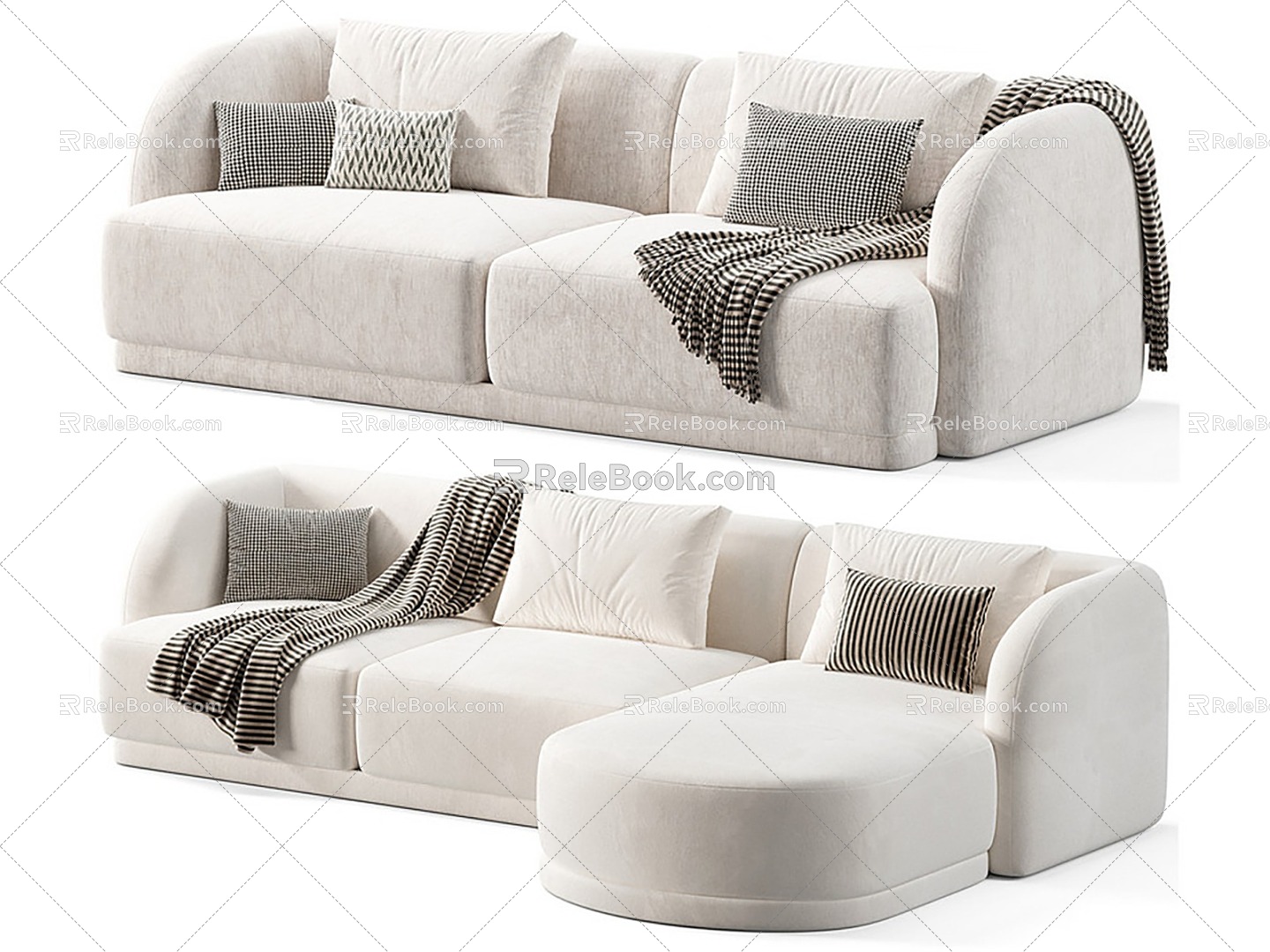 Corner sofa three-seat sofa sofa combination fabric sofa 3d model