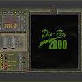 Pit-Boy 2000 Control Panel With Metal Casing Gauges Buttons Warning Labels And Green Text