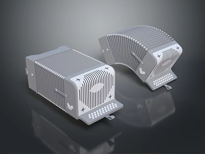 Two Industrial Gray Equipment Units With Fin Structure And Base Supports 3d model