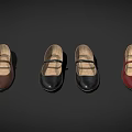 Classic Leather Mary Jane Shoes in Black Brown and Red