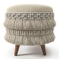 Silent Foot Stool Fabric Tassel Decorative Footstool 3d model