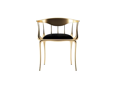 Elegant Leisure Chair With Gold Metal Frame And Black Cushion Design 3d model