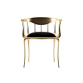 Elegant Leisure Chair With Gold Metal Frame And Black Cushion Design