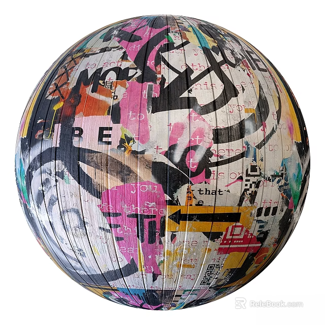 Vibrant Spherical Component With Graffiti Art Mixed Text And Colorful Patterns 3d model 
