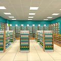 Well Organized Pharmacy Store Interior With Shelves Stocked Full Of Various Medicines