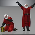Two Santa Claus Figures Displaying White Beard Hair And Clear Facial Features