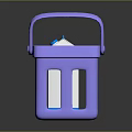 Purple Shopping Basket With Milk Carton For Daily Household Supplies
