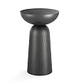 Modern Black Side Table With Round Top And Ribbed Base Stylish Accent Furniture