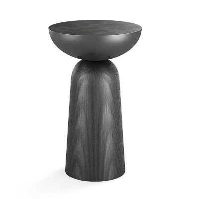 Modern Black Side Table With Round Top And Ribbed Base Stylish Accent Furniture 3d model