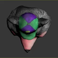 Cartoon Animal Character Head Wearing Purple Green Cap With Yellow G Letter