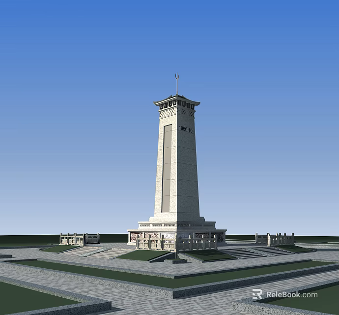 People's Heroes Monument Stone Structure With Pedestal Inscription And Spire Top 3d model 