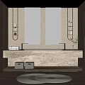 Modern Bathroom Interior With Wooden Walls Marble Countertop Double Mirrors And Hanging Lights
